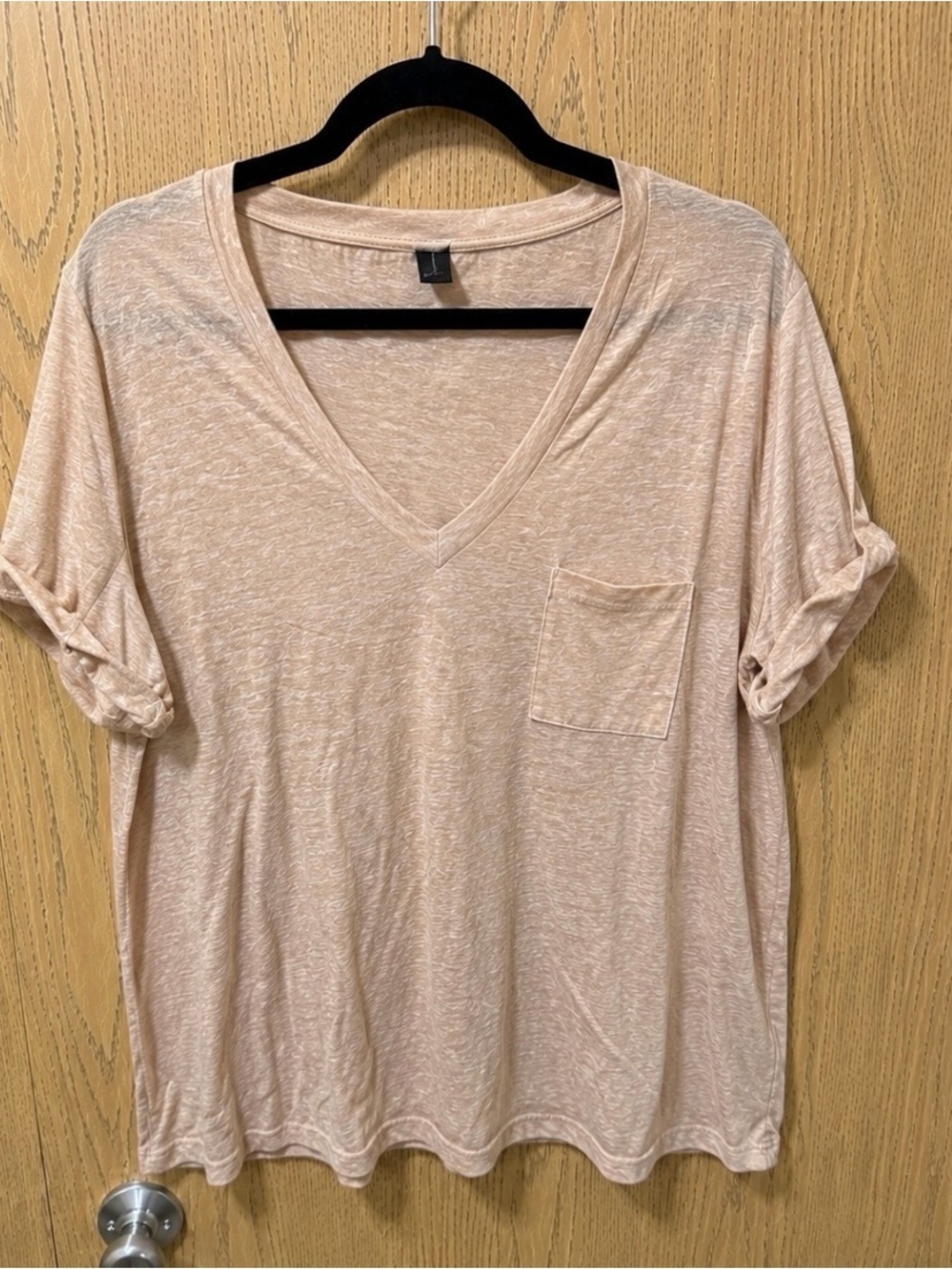 SHEIN Burnt Orange Heathered V-Neck Pocket Tee XXL